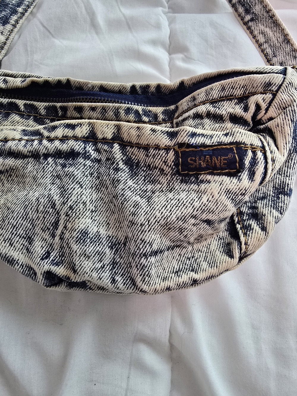 Denim-Effect Black & White Crossbody Bag - Picture 4 of 7